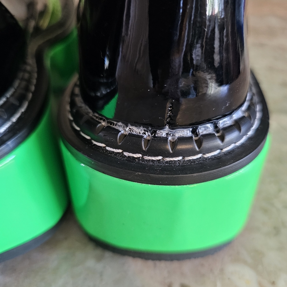 Demonia Emily 350 Neon Green UV Reactive Wrapped Platform MidCalf Lace-up size 7 - Picture 10 of 10